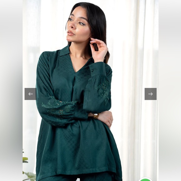 Elegant Dark Green Two-Piece Set - Picture 2 of 4